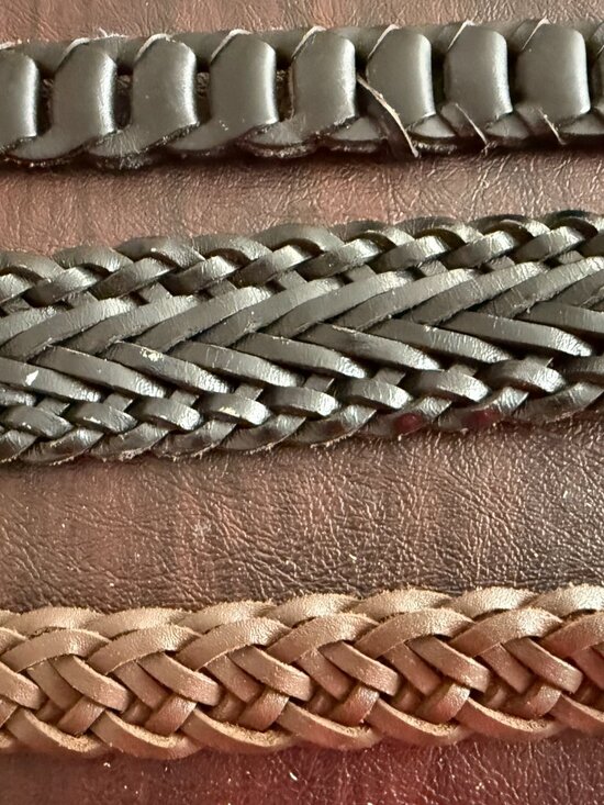 THREE Genuine Leather Vintage Woven Belts main image 4